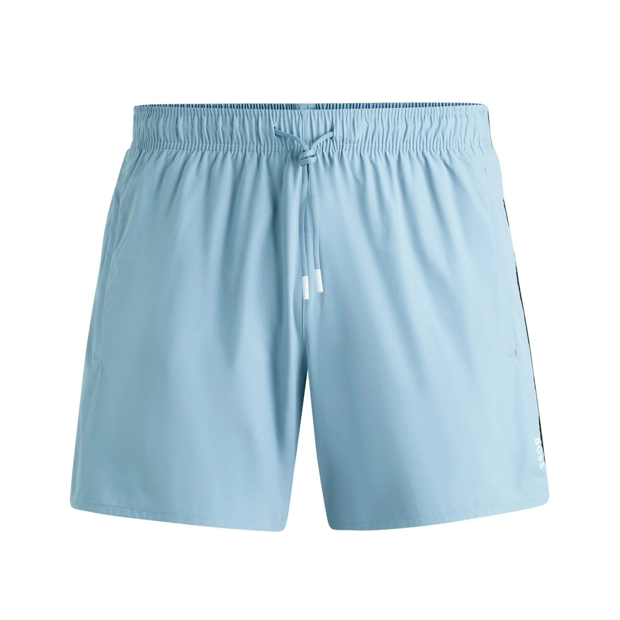 BOSS ICONIC SIGNATURE STRIPE AND LOGO SWIM SHORTS