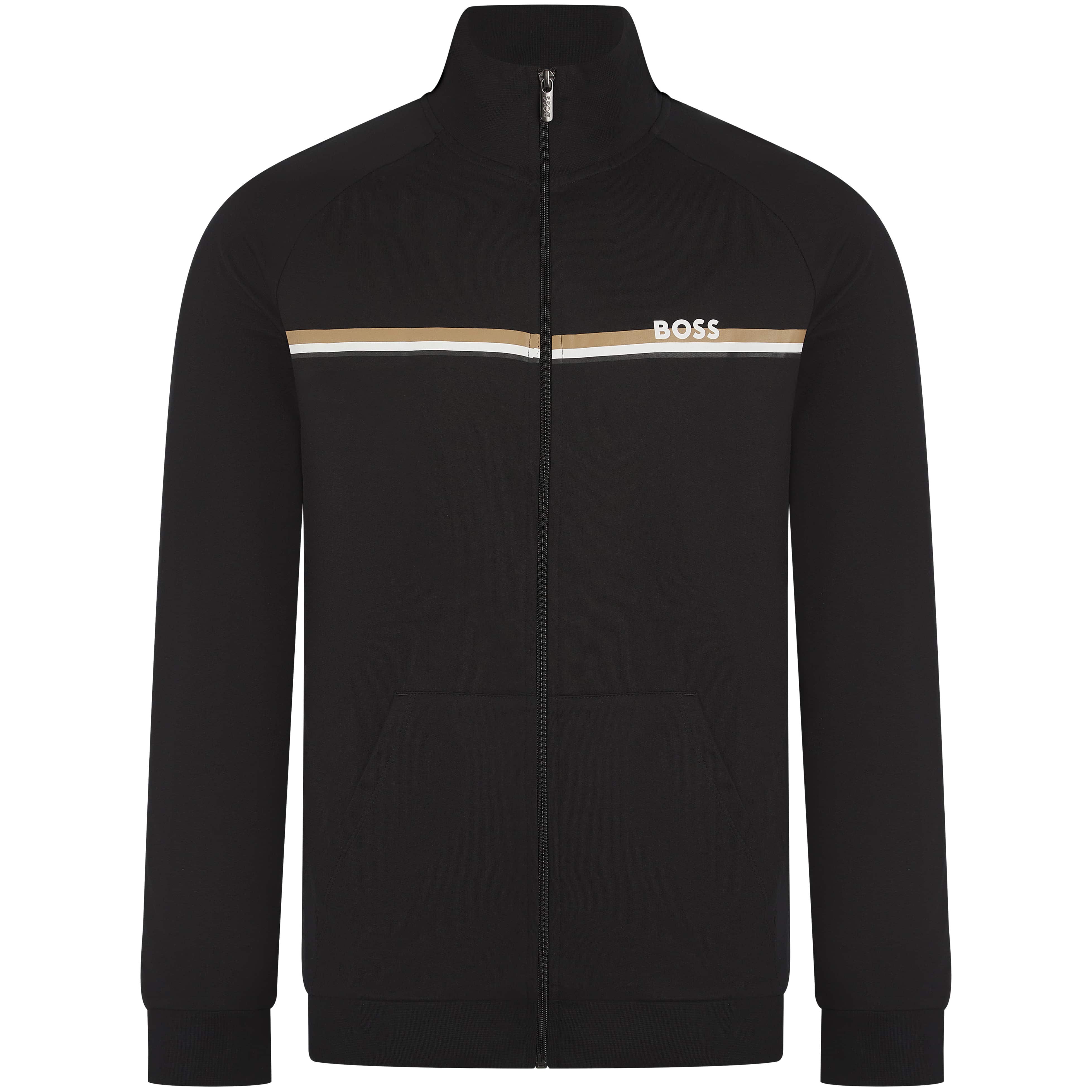 BOSS STRIPE LOGO COTTON-TERRY JACKET