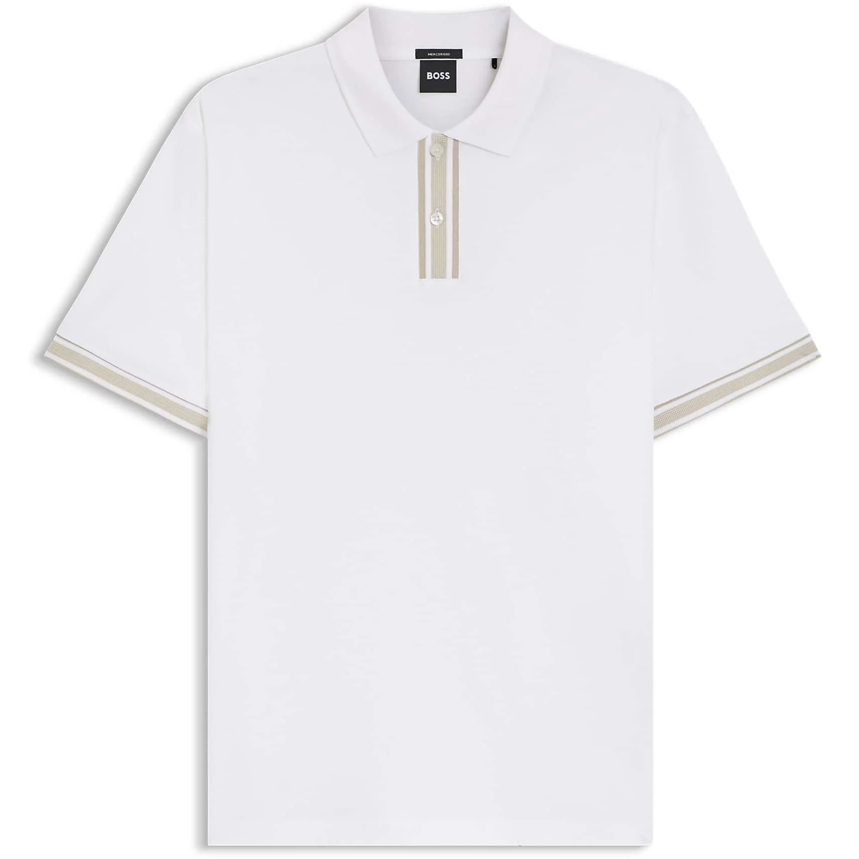 BOSS STRIPED TRIM MERCERISED-COTTON POLO SHIRT
