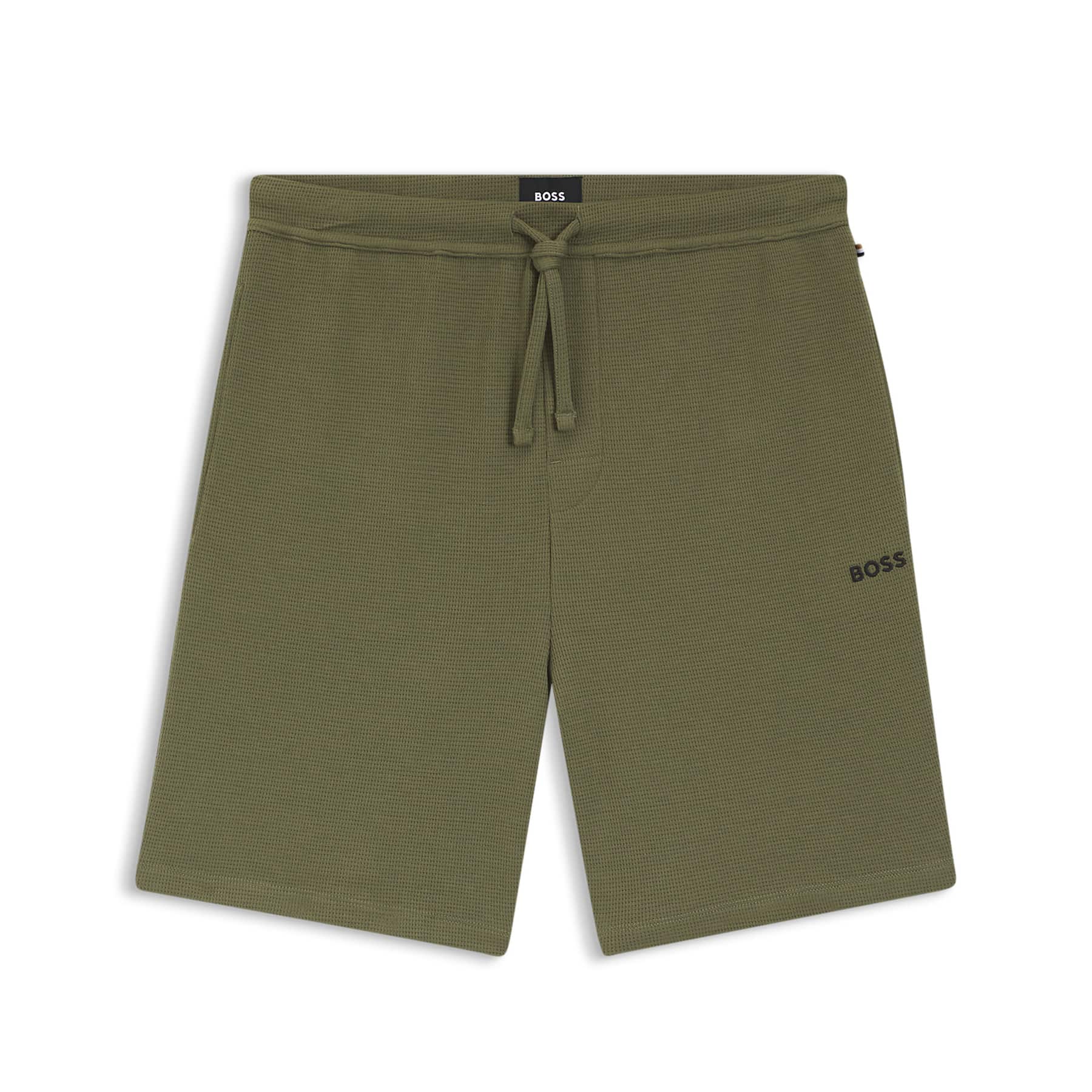 BOSS WAFFLE-STRUCTURE COTTON BLEND LIGHTWEIGHT SHORTS