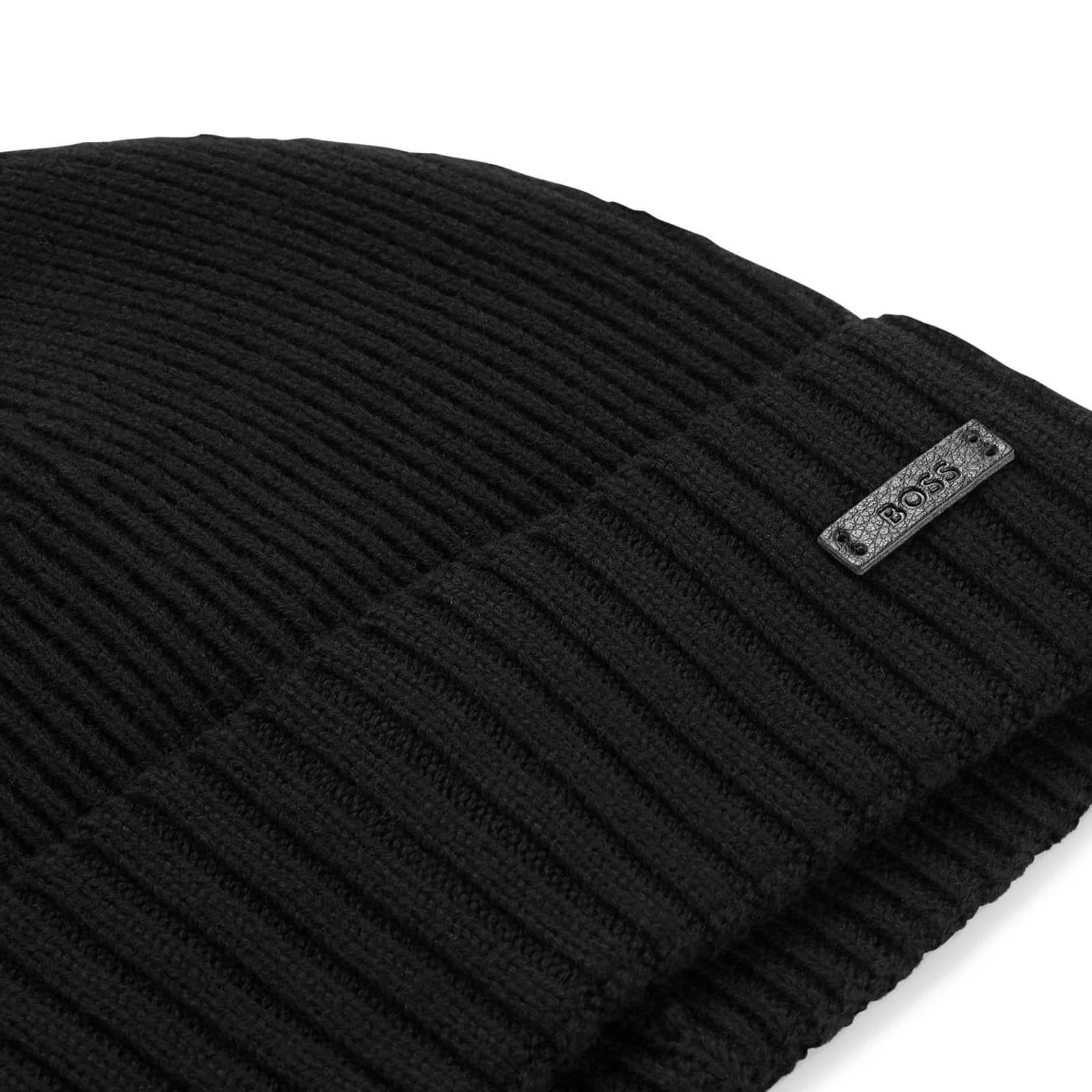 BOSS FATI RIBBED VIRGIN WOOL BEANIE HAT - Image 3