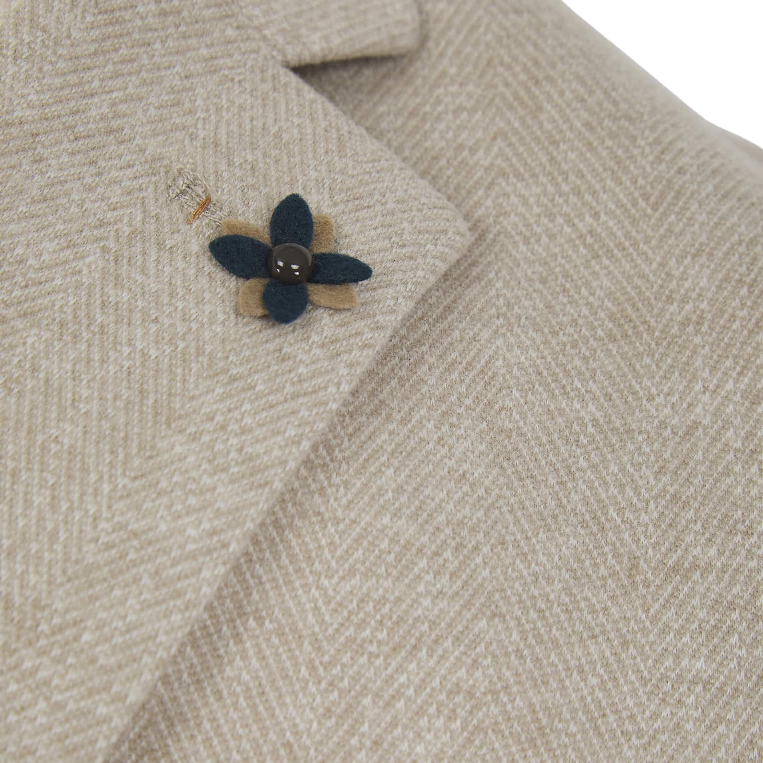 SSEINSE HERRINGBONE LAPEL BRUSHERD COTTON FITTED BLAZER - Image 3