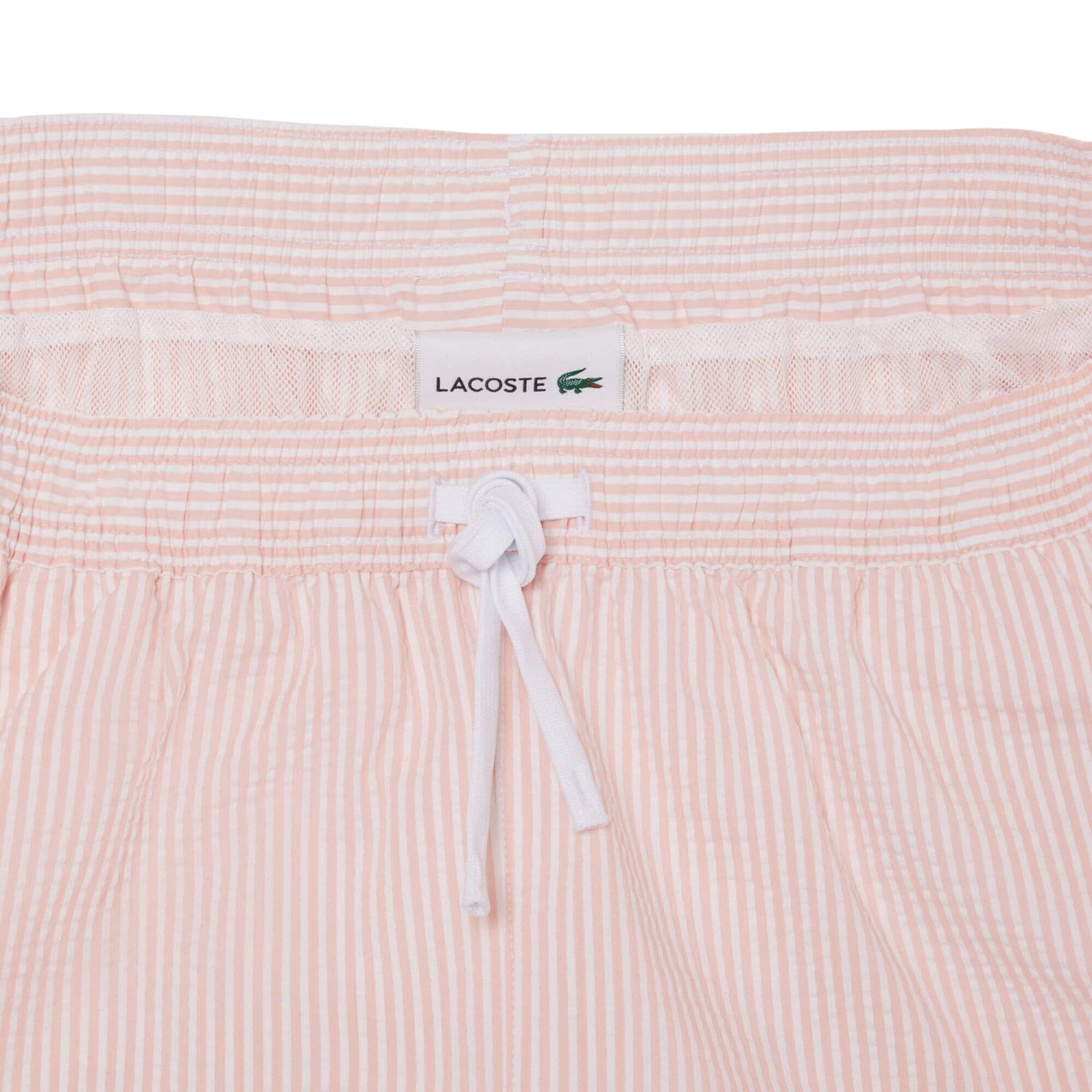 LACOSTE STRIPED TEXTURED MID LENGTH SWIM TRUNKS - Image 2