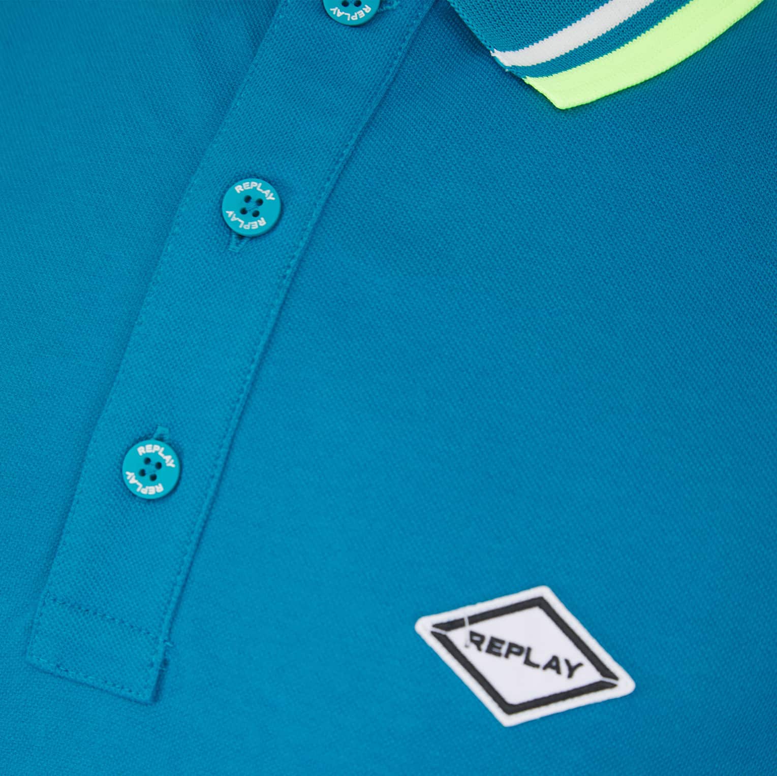 REPLAY CONTRAST COLLAR STRETCH PIQUÉ POLO SHIRT - Image 3