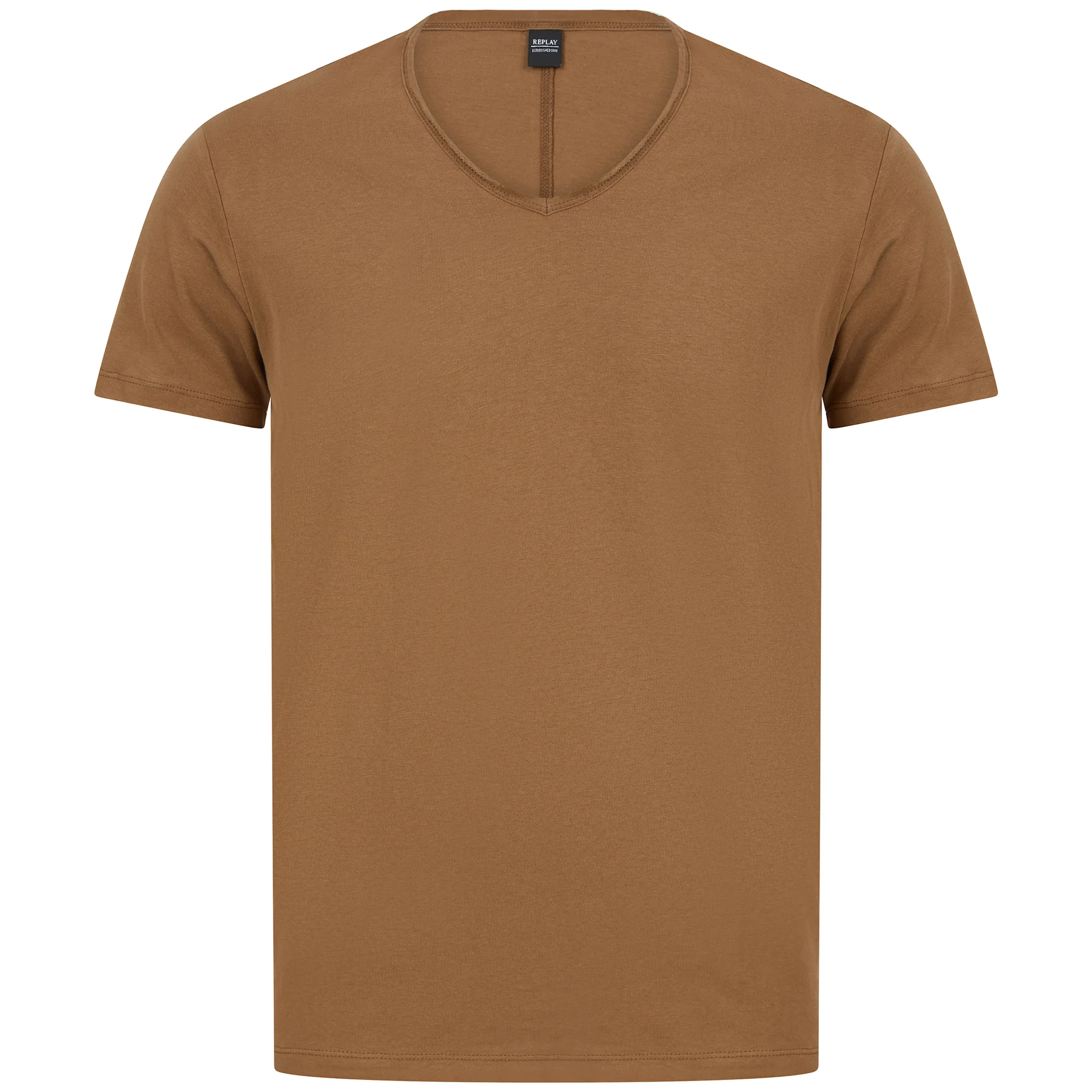 REPLAY RAW CUT V-NECK COTTON T-SHIRT