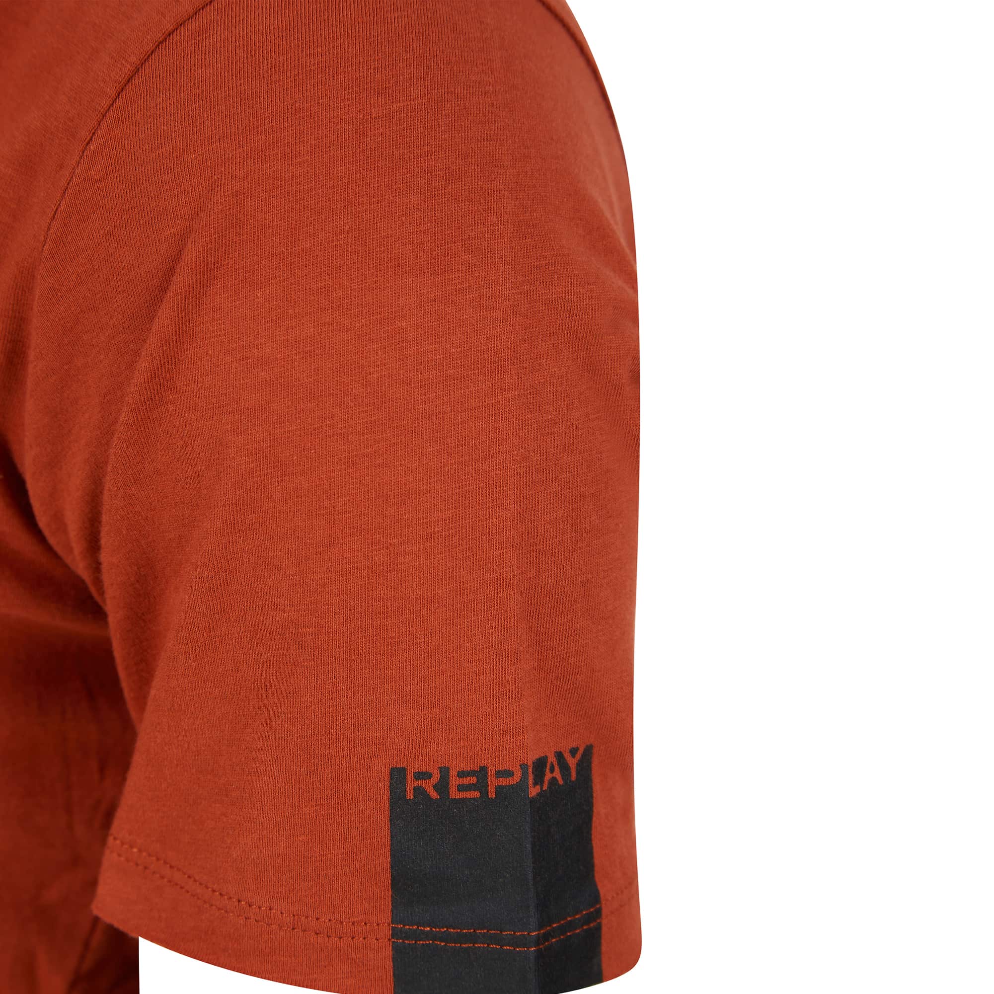 REPLAY RAW CUT V-NECK COTTON T-SHIRT - Image 3
