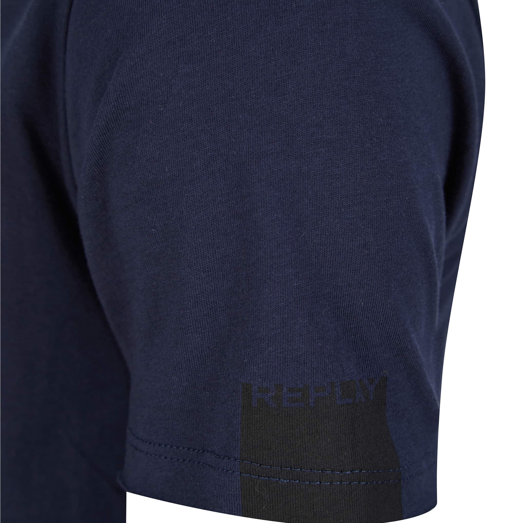 REPLAY RAW CUT V-NECK COTTON T-SHIRT - Image 3