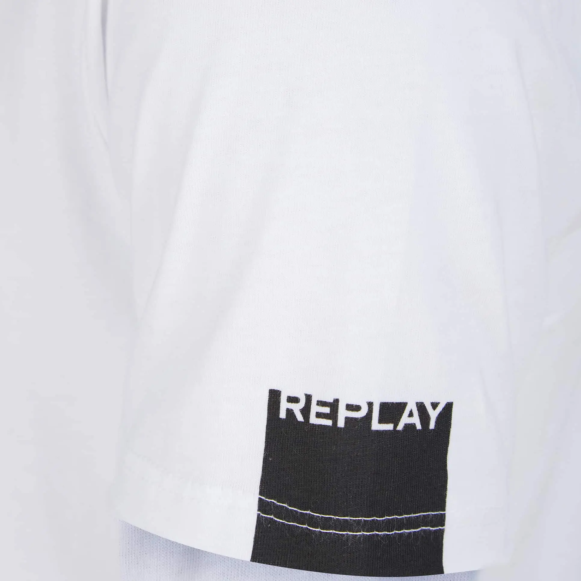 REPLAY RAW CUT V-NECK COTTON T-SHIRT - Image 3